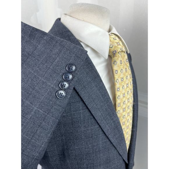 JOS A BANK Traveler’s Men’s Charcoal Glen Check Wool Sport Coat Blazer Sz 44 R